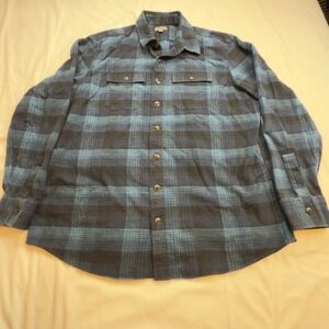 L.L.Bean Chamois Flannel Shirt Men's Size XXL Tall Blue Dark Blue Slim‎ Fit